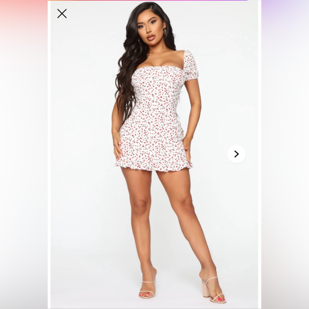 Fashion Nova White Puff Sleeve Mini Sundress - Picture 3 of 8